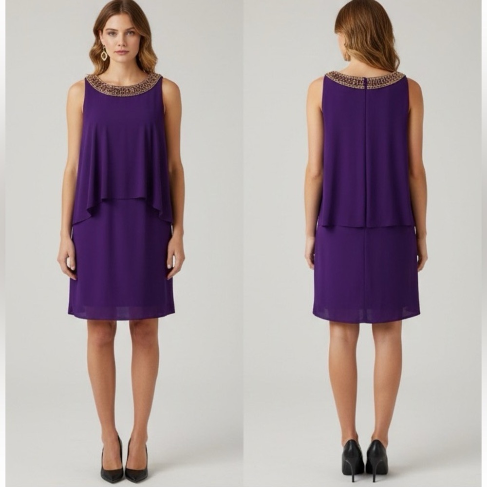 𝅺BETSY and Adam gorgeous beaded dress size 4 NWOT